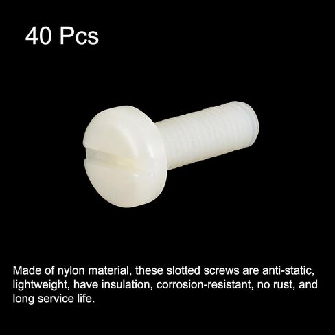 uxcell Nylon Machine Screws, M8x16mm Slotted Pan Head Fasteners Bolts for Electronics, Communications, Equipment, 40Pcs in Saudi Arabia