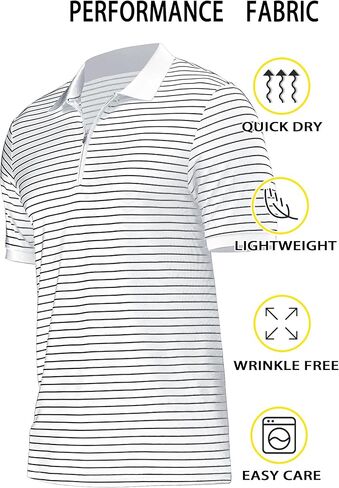 قمصان بولو ZTN للرجال بسحاب وأكمام قصيرة وأداء جاف وقمصان جولف ماصة للرطوبة وقمصان بولو مخططة كاجوال in Kuwait