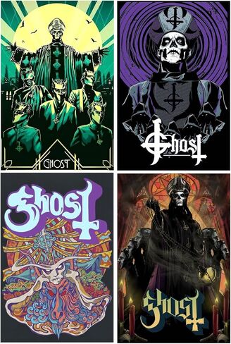 SAVOMA 4Pcs Music Band Poster Paper Aesthetics Decor Picture Painting for Room Decoration Wall Decoration Posters Gift Unframed 08 * 12in(20 * 30cm), black in Saudi Arabia