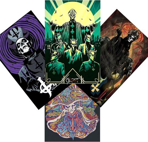 SAVOMA 4Pcs Music Band Poster Paper Aesthetics Decor Picture Painting for Room Decoration Wall Decoration Posters Gift Unframed 08 * 12in(20 * 30cm), black in Saudi Arabia