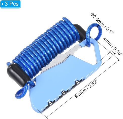 PATIKIL Helmet Lock with Spring Cable, Anti-Theft 3 Digit Combination Padlock 3.3Ft Bike Lock Wire for Locker Travel Luggage, Rose Red in Saudi Arabia