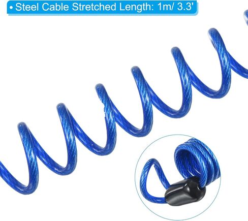 PATIKIL Helmet Lock with Spring Cable, Anti-Theft 3 Digit Combination Padlock 3.3Ft Bike Lock Wire for Locker Travel Luggage, Rose Red in Saudi Arabia