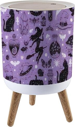Small Trash Can with Lid for Bathroom Kitchen Office Diaper Seamless mushrooms plants insects berries Fly chanterelles white Bedroom Garbage Trash Bin Dog Proof Waste Basket Cute Decorative in Saudi Arabia