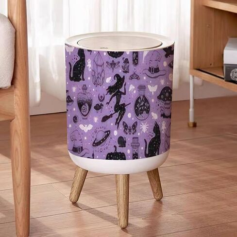 Small Trash Can with Lid for Bathroom Kitchen Office Diaper Seamless mushrooms plants insects berries Fly chanterelles white Bedroom Garbage Trash Bin Dog Proof Waste Basket Cute Decorative in Saudi Arabia