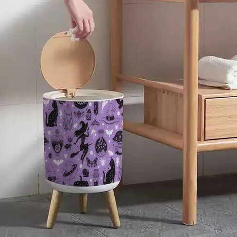 Small Trash Can with Lid for Bathroom Kitchen Office Diaper Seamless mushrooms plants insects berries Fly chanterelles white Bedroom Garbage Trash Bin Dog Proof Waste Basket Cute Decorative in Saudi Arabia