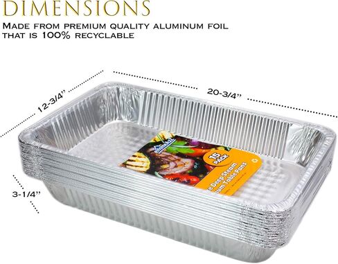 EHOMEA2Z Large Aluminum Pans With Lids Disposable Full Heavy Duty Roasting, Broiling, Baking, Catering Pans 21x13x3 (15, Full-Size w/Lids) in Saudi Arabia