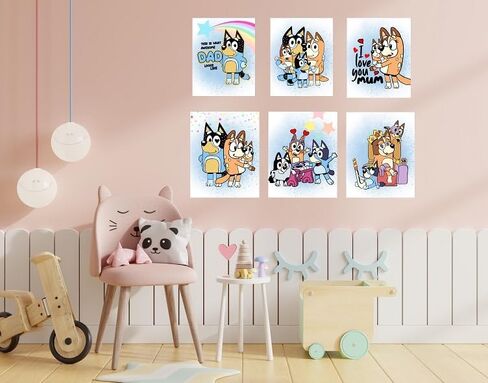 OrtixArt_ مطبوعات ملصق أزرق - 6 عبوات (8 × 10 بوصات) زينة عيد ميلاد زرقاء غير مؤطرة، لوازم حفلات عيد ميلاد زرقاء، غرفة زرقاء، ملصق حائط أزرق، ديكور غرفة نوم أزرق، فن حائط أزرق، هدية زرقاء - فن حائط أزرق، ديكور حائط أزرق، in Kuwait