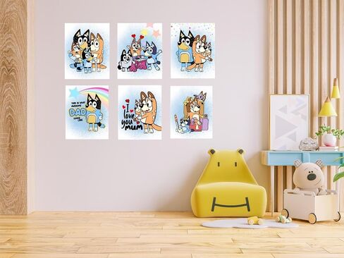 OrtixArt_ مطبوعات ملصق أزرق - 6 عبوات (8 × 10 بوصات) زينة عيد ميلاد زرقاء غير مؤطرة، لوازم حفلات عيد ميلاد زرقاء، غرفة زرقاء، ملصق حائط أزرق، ديكور غرفة نوم أزرق، فن حائط أزرق، هدية زرقاء - فن حائط أزرق، ديكور حائط أزرق، in Kuwait