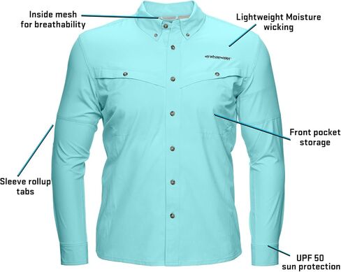 Whitewater Lightweight Moisture Wicking Long Sleeve Fishing Shirt with UPF 50 in Saudi Arabia