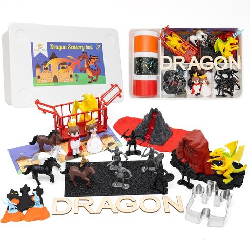 Dragon Sensory Kit - Playdough Set with 3 Jars of Non-Toxic Sensory Dough. Build Cognitive Development and Fine Motor Skills, Tactile Activities for On The Go, Sensory Toys for Preschoolers and Kids in Saudi Arabia