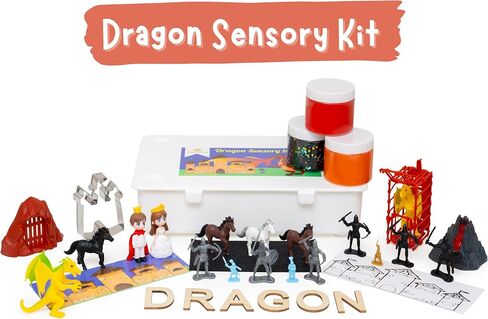 Dragon Sensory Kit - Playdough Set with 3 Jars of Non-Toxic Sensory Dough. Build Cognitive Development and Fine Motor Skills, Tactile Activities for On The Go, Sensory Toys for Preschoolers and Kids in Saudi Arabia