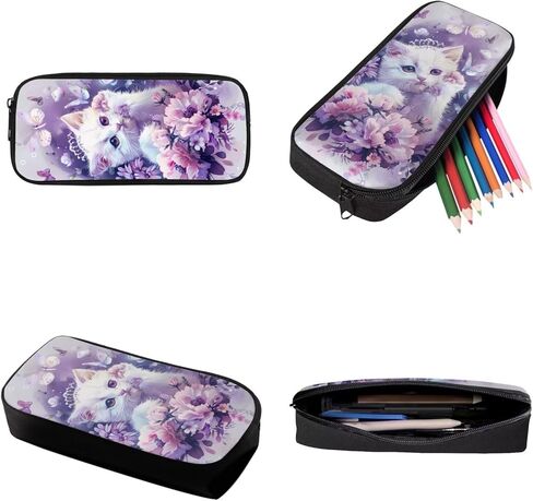 حقيبة كتب مدرسية للقطط للبنات، 3 قطع حقيبة كتب خفيفة الوزن للأطفال مع صندوق غداء مقلمة لطيفة، حقيبة ظهر كبيرة للفتيات للمدرسة الابتدائية والمتوسطة والثانوية، أرجواني in Kuwait