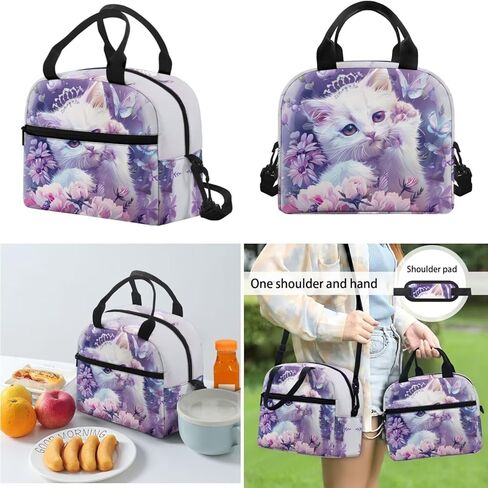 حقيبة كتب مدرسية للقطط للبنات، 3 قطع حقيبة كتب خفيفة الوزن للأطفال مع صندوق غداء مقلمة لطيفة، حقيبة ظهر كبيرة للفتيات للمدرسة الابتدائية والمتوسطة والثانوية، أرجواني in Kuwait