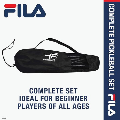FILA Accessories Pickleball Net Set - Includes Pickleball Paddles Set of 4 with Regulation Size 4 Outdoor Balls & 10ft All Weather Mesh Net for Indoor or Outdoor Use - Lightweight, Quick & Easy Setup in Saudi Arabia