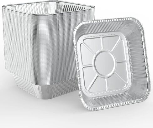 WANBAO 30 Pcs Disposable Aluminum Tin Foil Baking Pans Bakeware Square 8'' X 8'' X 2'' Inch Meal Prep for Catering, Baking Cakes, Breads, Brownies, Bread, Meatloaf, Lasagna in Saudi Arabia