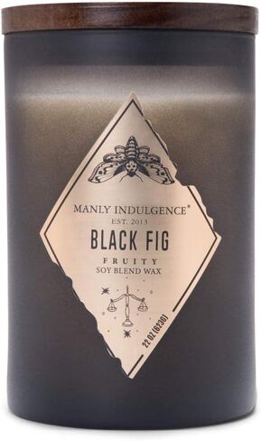 Manly Indulgence Black Fig Scented Jar Candle, Rebel Collection, 2 Wick, Black, 22 oz - Up to 120 Hours Burn in Saudi Arabia