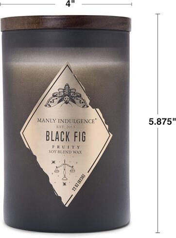 Manly Indulgence Black Fig Scented Jar Candle, Rebel Collection, 2 Wick, Black, 22 oz - Up to 120 Hours Burn in Saudi Arabia