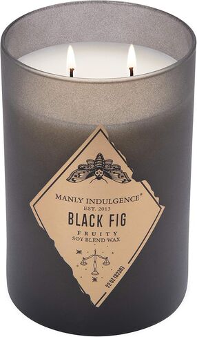 Manly Indulgence Black Fig Scented Jar Candle, Rebel Collection, 2 Wick, Black, 22 oz - Up to 120 Hours Burn in Saudi Arabia