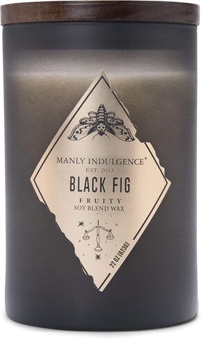 Manly Indulgence Black Fig Scented Jar Candle, Rebel Collection, 2 Wick, Black, 22 oz - Up to 120 Hours Burn in Saudi Arabia