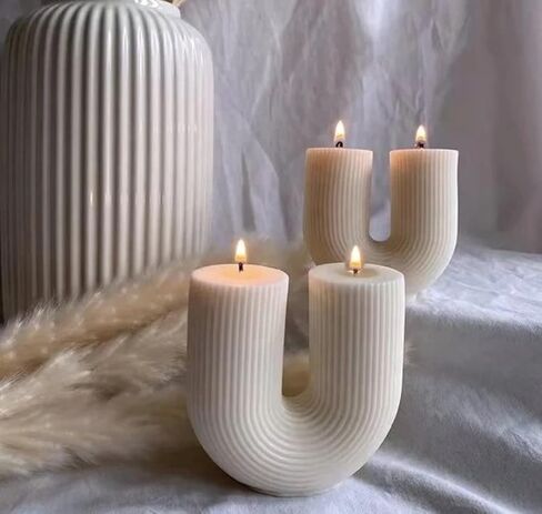 U Shaped Decorative Rustic Candles - Aesthetic Ribbed Candles Minimalist Decorative Statue Candles, Bubble Body Soy Wax Handmade Candle, Gift House Room Decor for Bedroom Gift Wedding (ULA) in Saudi Arabia