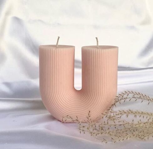 U Shaped Decorative Rustic Candles - Aesthetic Ribbed Candles Minimalist Decorative Statue Candles, Bubble Body Soy Wax Handmade Candle, Gift House Room Decor for Bedroom Gift Wedding (ULA) in Saudi Arabia
