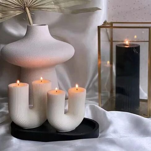 U Shaped Decorative Rustic Candles - Aesthetic Ribbed Candles Minimalist Decorative Statue Candles, Bubble Body Soy Wax Handmade Candle, Gift House Room Decor for Bedroom Gift Wedding (ULA) in Saudi Arabia