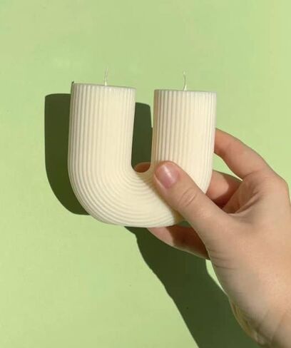 U Shaped Decorative Rustic Candles - Aesthetic Ribbed Candles Minimalist Decorative Statue Candles, Bubble Body Soy Wax Handmade Candle, Gift House Room Decor for Bedroom Gift Wedding (ULA) in Saudi Arabia