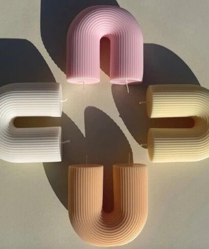 U Shaped Decorative Rustic Candles - Aesthetic Ribbed Candles Minimalist Decorative Statue Candles, Bubble Body Soy Wax Handmade Candle, Gift House Room Decor for Bedroom Gift Wedding (ULA) in Saudi Arabia