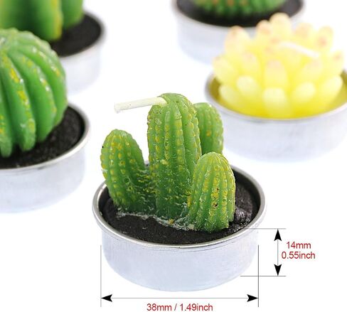 Swpeet 12Pcs Decorative Succulent Cactus Tealight Candles Kit, Cute Smokeless Succulent Plants Perfect for Candles Festival Wedding Props and House-Warming Party in Saudi Arabia
