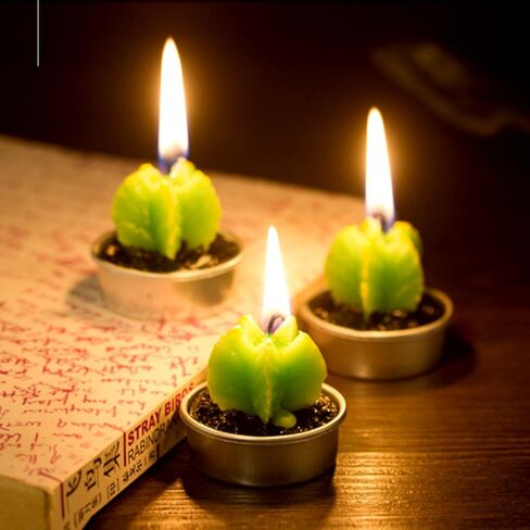 Swpeet 12Pcs Decorative Succulent Cactus Tealight Candles Kit, Cute Smokeless Succulent Plants Perfect for Candles Festival Wedding Props and House-Warming Party in Saudi Arabia