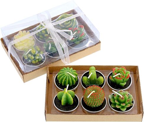 Swpeet 12Pcs Decorative Succulent Cactus Tealight Candles Kit, Cute Smokeless Succulent Plants Perfect for Candles Festival Wedding Props and House-Warming Party in Saudi Arabia