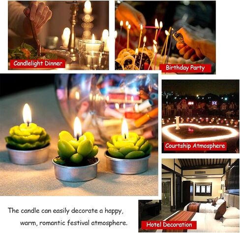 Swpeet 12Pcs Decorative Succulent Cactus Tealight Candles Kit, Cute Smokeless Succulent Plants Perfect for Candles Festival Wedding Props and House-Warming Party in Saudi Arabia