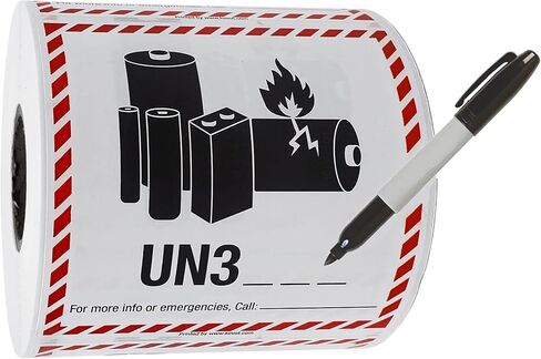 KOVOT - 500 Labels - 4"x4" (Class 9) - UN3480 Lithium Ion Battery - Warning Labels Hazardous Material DOT Dangerous Goods Labels on a Roll D.O.T. Adhesive Stickers | UN3480 in Saudi Arabia