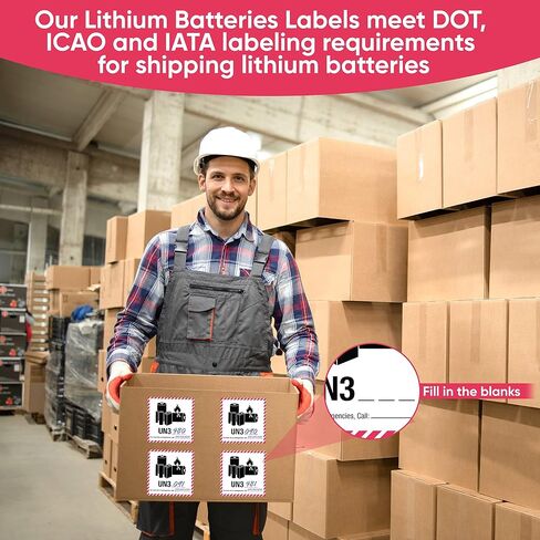 KOVOT - 500 Labels - 4"x4" (Class 9) - UN3480 Lithium Ion Battery - Warning Labels Hazardous Material DOT Dangerous Goods Labels on a Roll D.O.T. Adhesive Stickers | UN3480 in Saudi Arabia