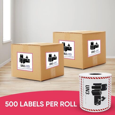 KOVOT - 500 Labels - 4"x4" (Class 9) - UN3480 Lithium Ion Battery - Warning Labels Hazardous Material DOT Dangerous Goods Labels on a Roll D.O.T. Adhesive Stickers | UN3480 in Saudi Arabia