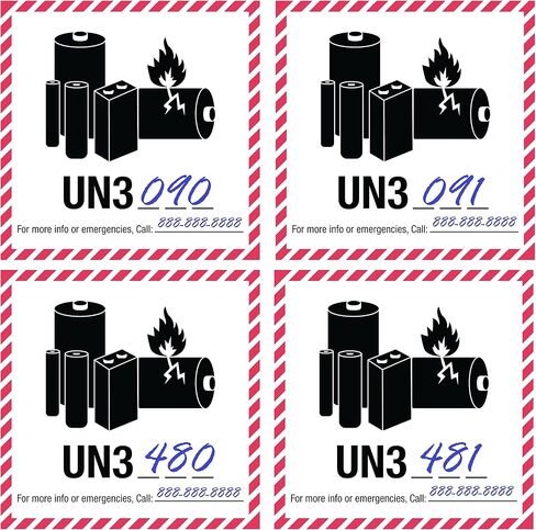 KOVOT - 500 Labels - 4"x4" (Class 9) - UN3480 Lithium Ion Battery - Warning Labels Hazardous Material DOT Dangerous Goods Labels on a Roll D.O.T. Adhesive Stickers | UN3480 in Saudi Arabia
