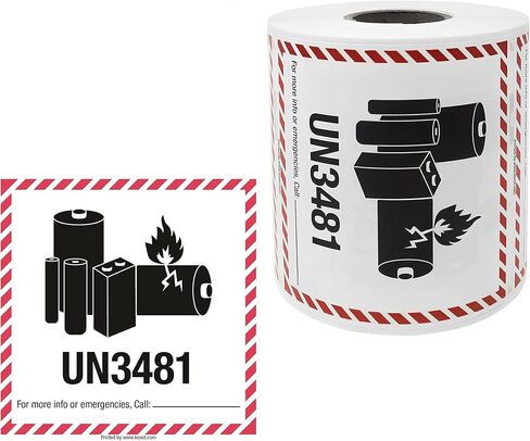 KOVOT - 500 Labels - 4"x4" (Class 9) - UN3480 Lithium Ion Battery - Warning Labels Hazardous Material DOT Dangerous Goods Labels on a Roll D.O.T. Adhesive Stickers | UN3480 in Saudi Arabia