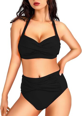 OPPOSHE Women's Bikini Sets Two Piece Swimsuit High Waisted V Neck in Kuwait