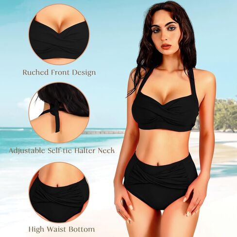 OPPOSHE Women's Bikini Sets Two Piece Swimsuit High Waisted V Neck in Kuwait