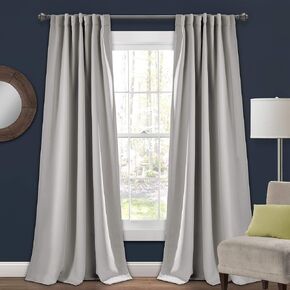 Lush Decor Insulated Back Tab Blackout Window Curtain Panel Pair, 84" L x 52" W, Blue