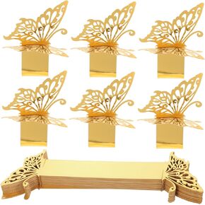 MAGICLULU 50pcs Butterfly Napkin Buckle Table Napkin Holder Metal Napkin Holders Gold Napkin Holder Animals Serviette Clasp Napkins Holders for Table Hollow Paper 3D Disposable