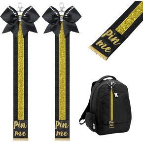 DEEKA 2 PCS Cheer Pin Strap Pin Me Ribbon for Backpack Glitter Cheerleader Keychain Cheer Gifts Bow Holder in Kuwait