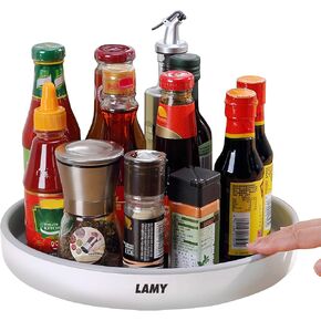 LAMY Lazy Susan Organizer, 10-Inch Lazy Susan Turntable for Cabinet, Refrigerator, Dining Table and Table top - Versatile Organizers and Storage Solution for Kitchen, Pantry, and Bathroom - Black