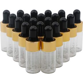 20Pcs 3ml Mini Dropper Bottle Clear Glass Multi-function Essential Oil Dropper Bottles Empty Eye Dropper Bottle with Aluminum Cap Reagent Drop Pipette Bottle