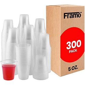 Framo 5 Oz Clear Plastic Cups, for Any Occasion, Disposable Transparent Ice Tea, Juice, Soda, and Coffee Glasses for Party, Picnic, BBQ, Travel, and Events (300)