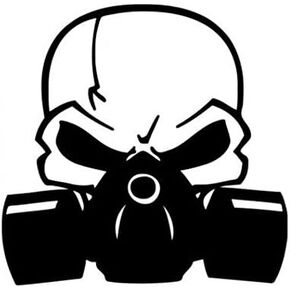 Skull with Respirator Gas Mask Biohazard Vinyl Decal Window Sticker Car Graphic , Die cut vinyl decal for windows, cars, trucks, tool boxes, laptops, MacBook - virtually any hard, smooth surface