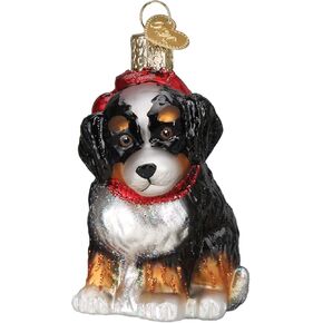 Old World Christmas Bernedoodle Puppy Glass Blown Ornament for Christmas Tree