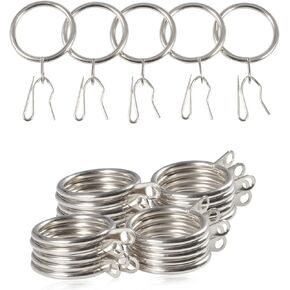 30 Pieces Metal Drapery Curtain Rings Curtain Hanging Rings and 40 Pieces Metal Curtain Hooks Drapery Hook Pins 30mm Internal Diameter Silver Curtain Drape Sliding Eyelet Rings