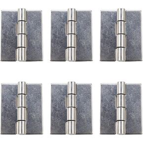 6Pcs Weld On Hinges Stainless Steel 1.5x1.2"/40x32MM Flat Head 304 Stainless Steel Butt Hinge Design for Heavy Gates Doors Trailer(Silver)