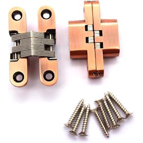 Hidden Hinges for Heavy Doors, Folding Doors, Cross Hinges, 180 Degree Flat Hinges, 1 Pair with Screws